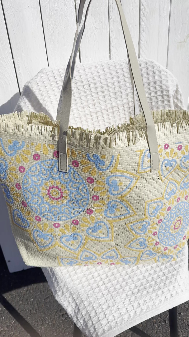 Rantakassi Boho luonnonvalkoinen 52 x 33cm