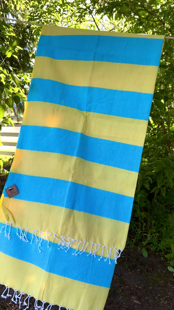 JOY 260g, keltainen/turkoosi, 100x180cm , Hamam pyyhe (ripustuslenkki)